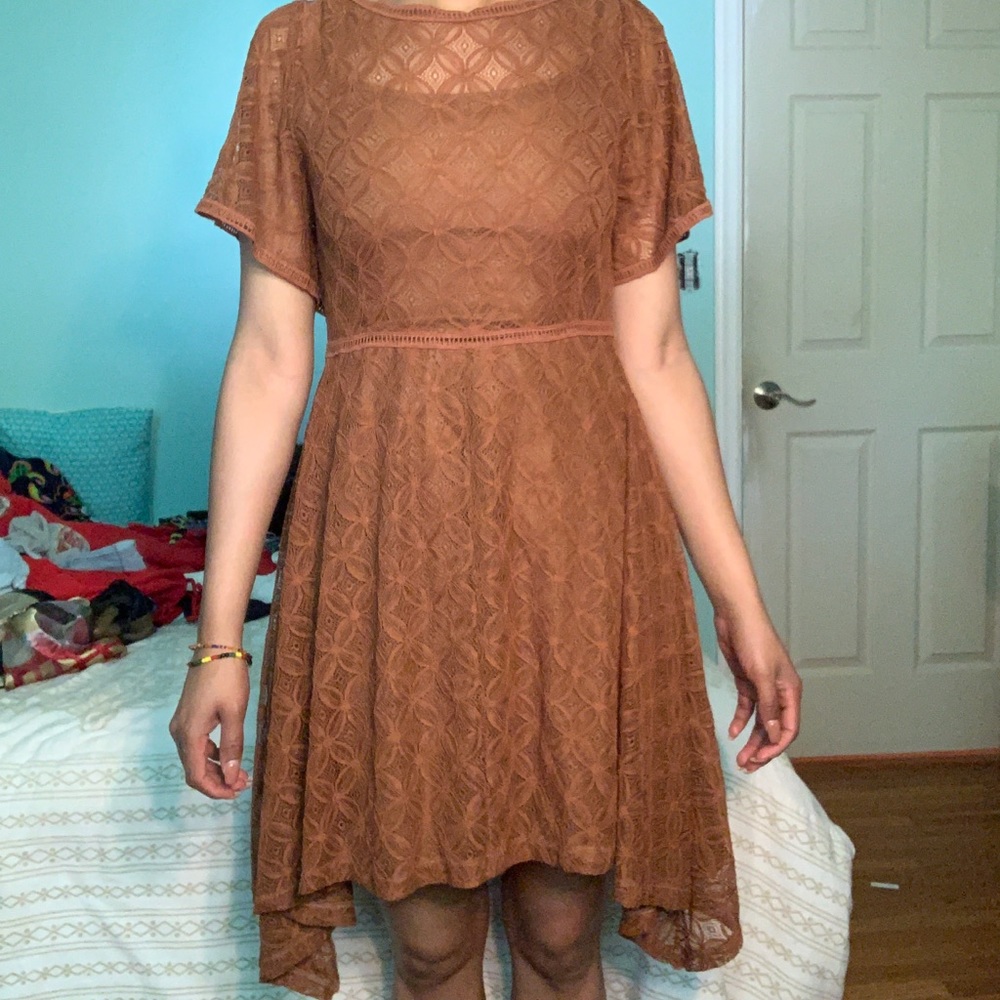 Symphony Draped Hem Lace Dress